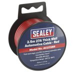 Sealey 27A Thick Wall Automotive Cable 2.5m - Red