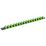 Sealey Premier Socket Retaining Rail with 16 Clips 3/8"Sq Drive - Hi-Vis Green