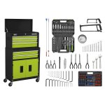 Sealey American PRO® Topchest & Rollcab Combination 6 Drawer with 170pc Tool Kit - Green/Black