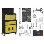 Sealey Topchest & Rollcab Combination 6 Drawer with Ball-Bearing Slides - Yellow/Black & 170pc Tool Kit