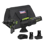 Sealey 2 x SV10.8 Series Cordless Power Tool Kit 10.8V - 2 Batteries & Euro Plug