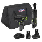 Sealey 2 x SV10.8 Series Cordless Power Tool Kit 10.8V - 2 Batteries & Euro Plug