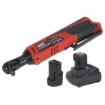 Sealey SV12 Series 3/8"Sq Drive Cordless Ratchet Wrench Kit 12V 2Ah - 2 Batteries