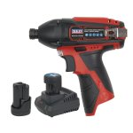 Sealey SV12 Series 1/4"Hex Drive Cordless Impact Driver Kit 12V 2Ah - 2 Batteries