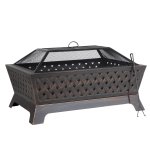 Sealey Dellonda 35" Rectangular Outdoor Fire Pit, Antique Bronze Effect