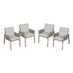 Sealey Dellonda Fusion Garden/Patio Aluminium Dining Chair with Armrests, Set of 4, Light Grey - DG50