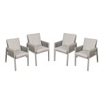 Sealey Dellonda Fusion Garden/Patio Dining Chairs with Armrests 4pc - Light Grey