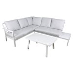 Sealey Dellonda Kyoto White 3-Piece Outdoor Garden Corner Sofa & Coffee Table Set