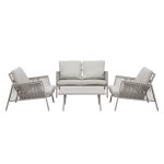Sealey Dellonda Fusion Aluminium Outdoor Sofa, Arm Chairs & Coffee Table Set 4pc