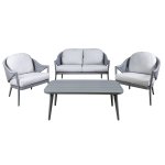 Sealey Dellonda Echo 4-Piece Aluminium Outdoor Garden Sofa Arm Chair & Coffee Table Set