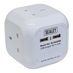 Sealey 1.4m Extension Cable Cube 4 x 230V & 2 x USB - White