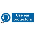 Sealey Worksafe® Use Ear Protectors Safety Sign, Self-Adhesive Vinyl - Pack of 10