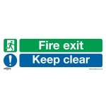 Sealey Worksafe® Fire Exit Keep Clear (Large) Safety Sign - Rigid Plastic