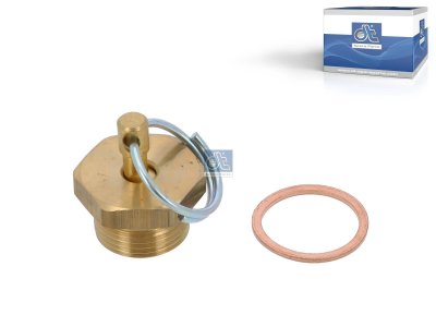 DT Spare Parts - Water drain valve, copper washer, M22 x 1,5, SW: 27, H: 17.5 mm - 2.44031 - 2 Pack