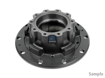 DT Spare Parts - Wheel hub, without bearings, d1: 130 mm, d2: 140 mm, D: 375 mm, 10 bores, b: 22.4 mm, H: 184 mm - 1.17317