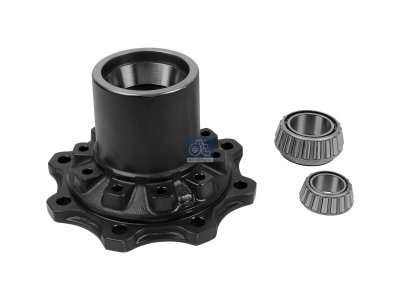 DT Spare Parts - Wheel hub, with bearing, d1: 85 mm, d2: 120 mm, D: 322 mm, 8 bores, b: 20 mm, H: 161 mm - 3.67641
