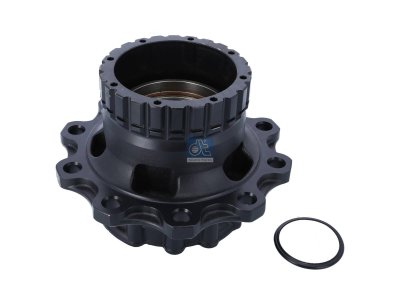 DT Spare Parts - Wheel hub, with bearing, d1: 148 mm, d2: 148 mm, D: 383.5 mm, 10 bores, b: 25 mm, H: 267 mm - 6.54018