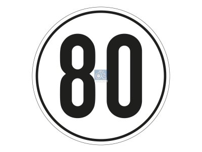 DT Spare Parts - Speed sign, self-adhesive, D: 200 mm, 80 km/h - 9.69436