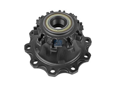 DT Spare Parts - Wheel hub, with bearing, d1: 119.7 mm, d2: 124.7 mm, D: 383 mm, 10 bores, b: 25 mm, P: 335 mm, H: 134 mm - 5.20170