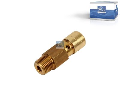 DT Spare Parts - Safety valve, D: 18.7 mm, M16 x 1,5, LTh: 13 mm, SW: 19, L: 58.5 mm, Po: 14.3 bar, DIN 158 - 1.18372