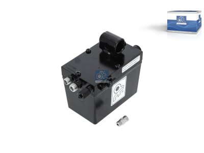 DT Spare Parts - Cabin tilt pump, with adapter, 480 ml, M12 x 1,5, M14 x 1,5, L: 130 mm, W: 80 mm, H: 121 mm, 280 bar, Pov: 400 bar - 1.22332