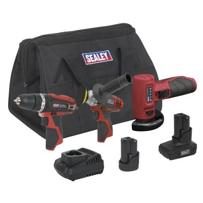Sealey 3 x SV12 Series Cordless Power Tool Kit 12V - 2 Batteries