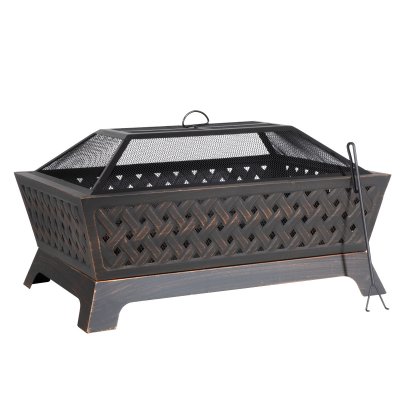 Sealey Dellonda 89cm Rectangular Outdoor Fire Pit, Antique Bronze Effect