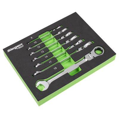 Sealey Flexi-Head Combination Ratchet Spanner Set 7pc