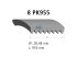 DT Spare Parts - Multiribbed belt, 8 PK, L: 955 mm, W: 28.5 mm, 8PK955 - 2.21079