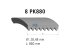 DT Spare Parts - Multiribbed belt, 8 PK, L: 880 mm, W: 28.5 mm, 8PK880 - 3.34212