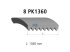 DT Spare Parts - Multiribbed belt, 8 PK, L: 1360 mm, W: 28.5 mm, 8PK1360 - 2.21203