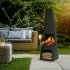 Sealey Dellonda Outdoor Chiminea Fireplace Fire Pit Heater Firewood Storage Black Steel