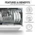 Sealey Baridi Tabletop Dishwasher 6 Place Settings 6.5L Capacity - White