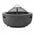 Sealey Dellonda Round MgO Fire Pit with BBQ Grill, 60cm, Safety Mesh Screen - Dark Grey